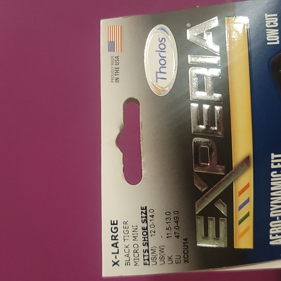 THORLO EXPERIA LIMITED EDITION TIGER PAWS MICRO MINI SOCKS: BLACK/GRAY: XL - Picture 2 of 3